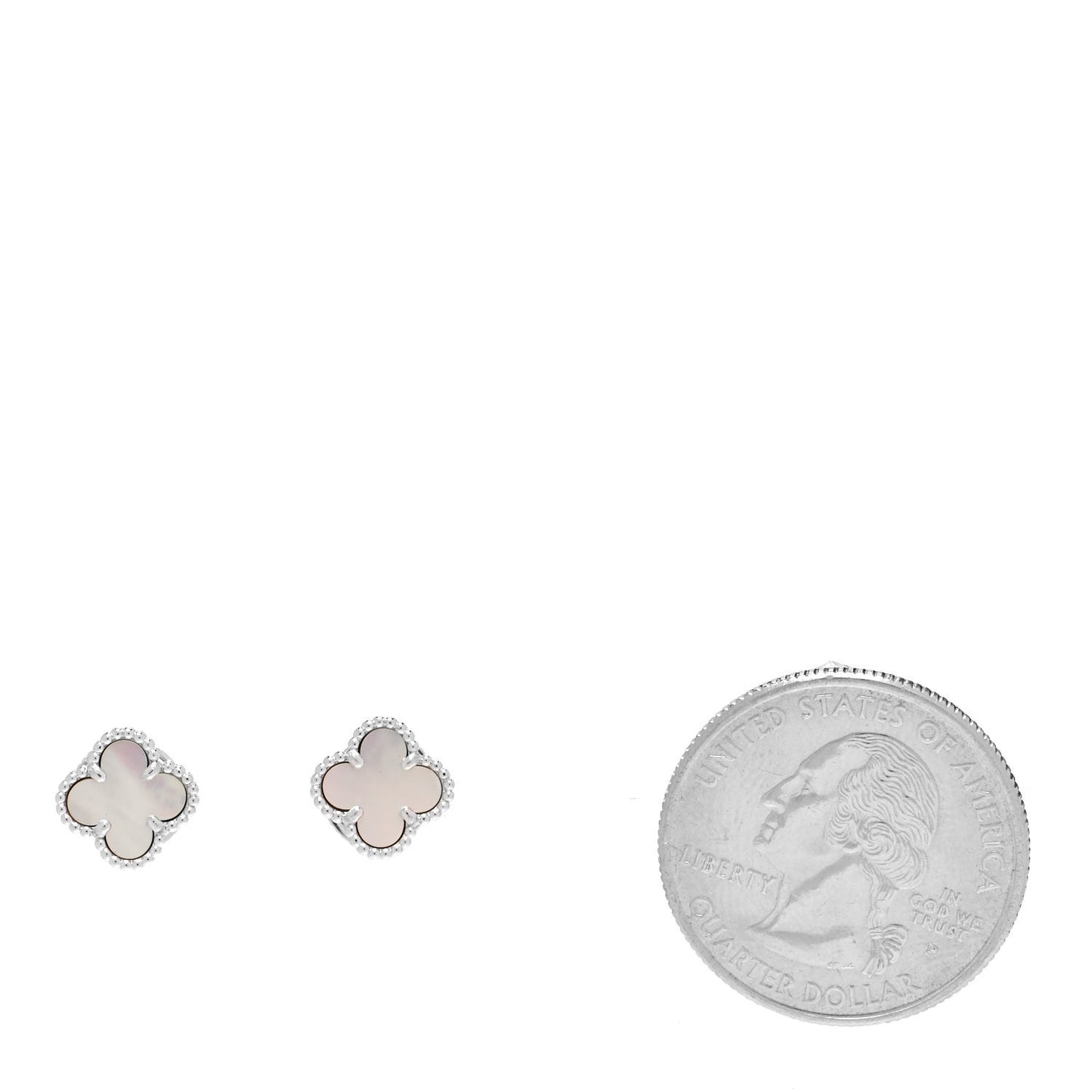 18K White Gold Mother of Pearl Sweet Alhambra Earrings