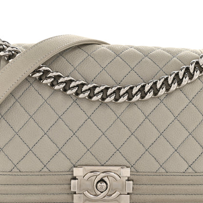 Chanel Iridescent Caviar Quilted Medium Boy Flap Light Grey 8 of 14