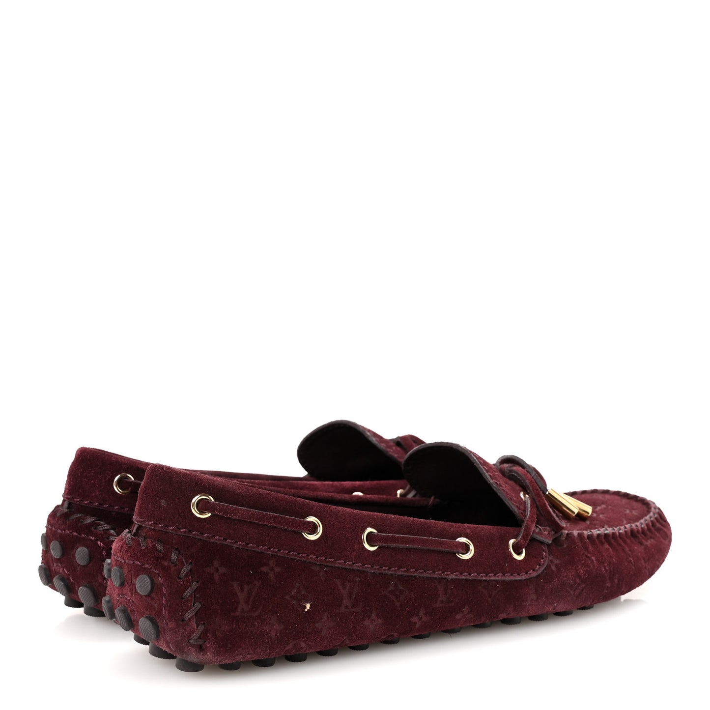 Suede Monogram Gloria Loafers 37.5 Prune