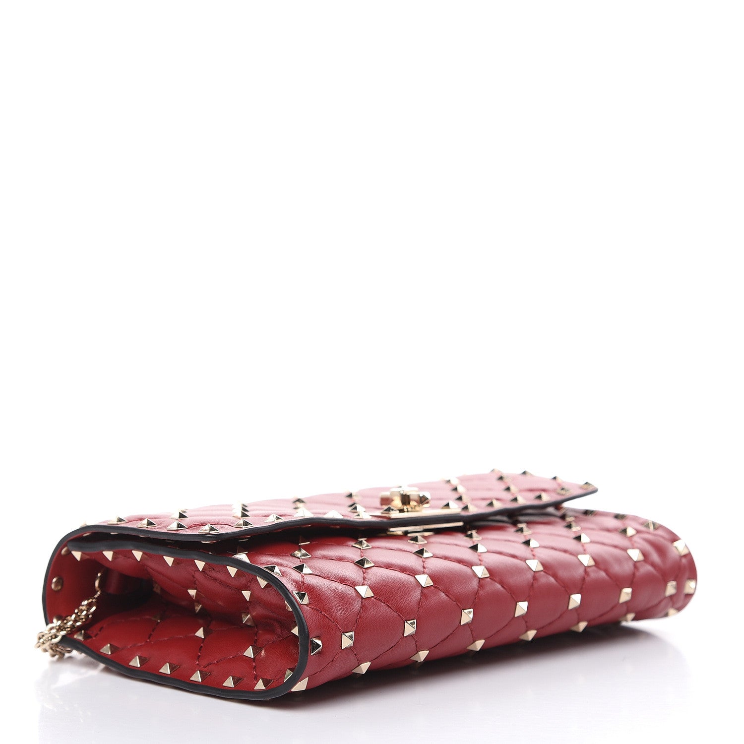 Valentino Garavani Nappa Rockstud Spike Wallet on Chain Rosso Valentino 4 of 9