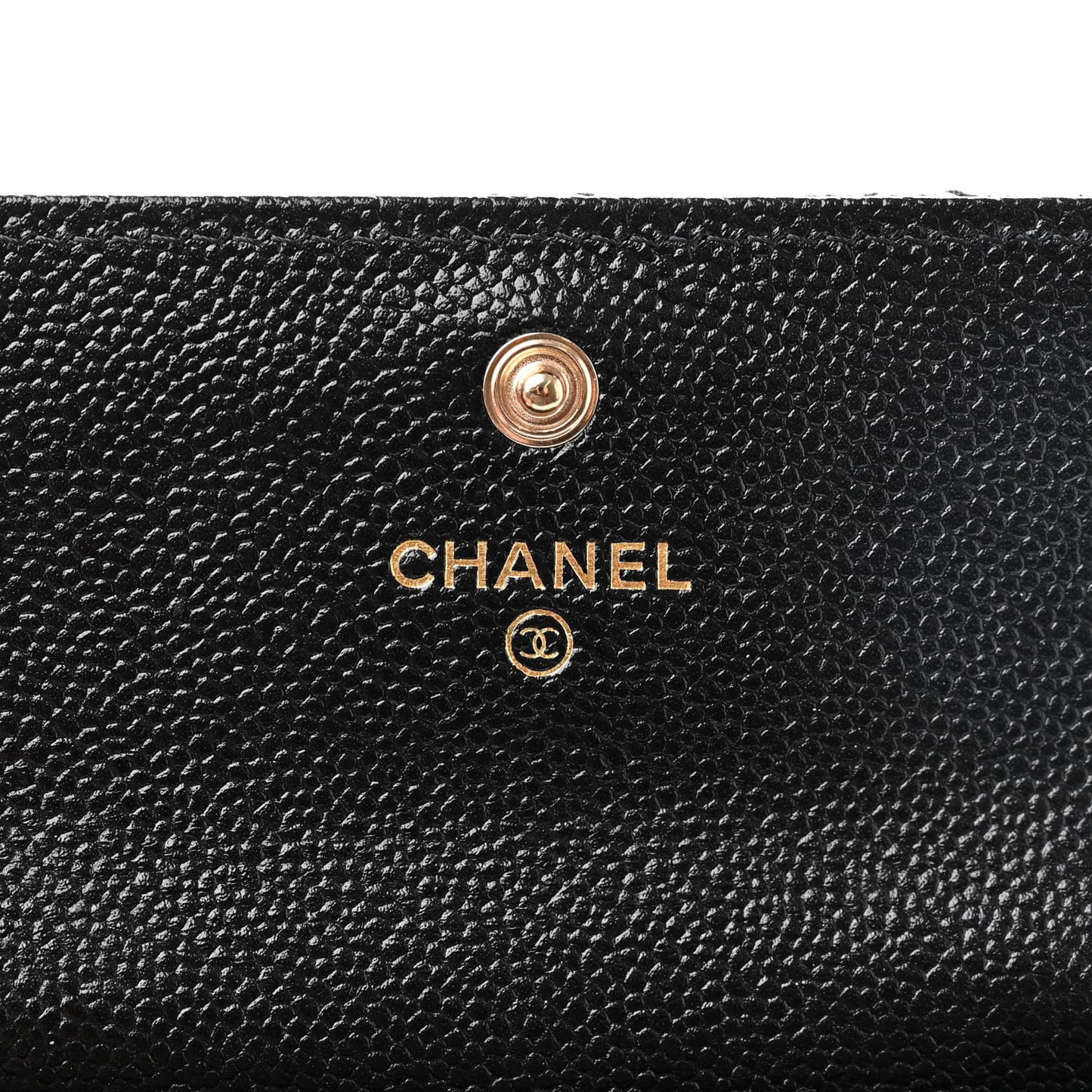 Caviar Quilted Chain CC Flap Card Holder Black