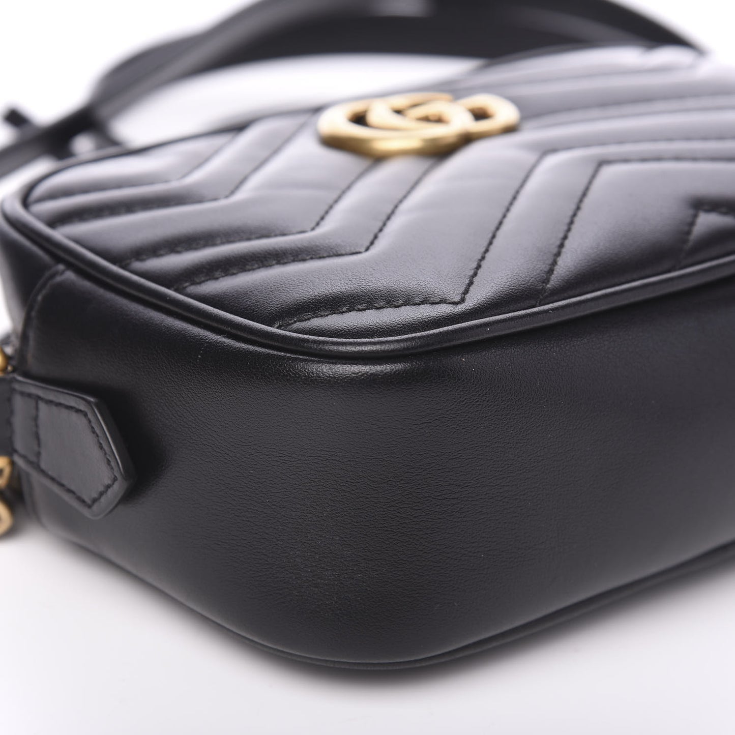 Calfskin Matelasse Mini GG Marmont Chain Shoulder Bag Black