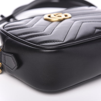 Gucci Calfskin Matelasse Mini GG Marmont Chain Shoulder Bag Black 9 of 11