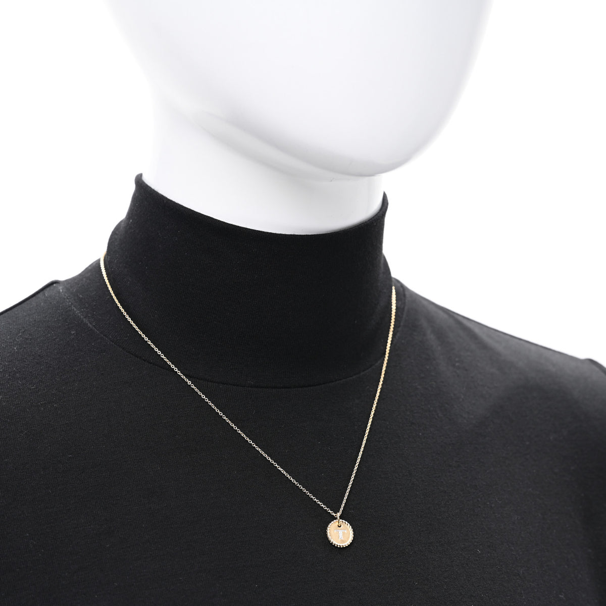 18K Yellow Gold Diamond Initial T Charm Necklace