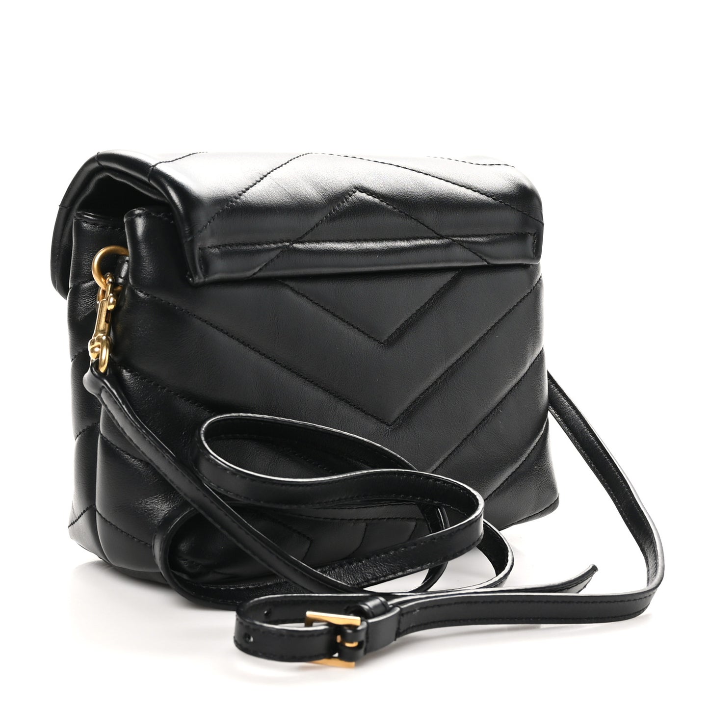 Calfskin Y Quilted Monogram Toy Loulou Crossbody Bag Black