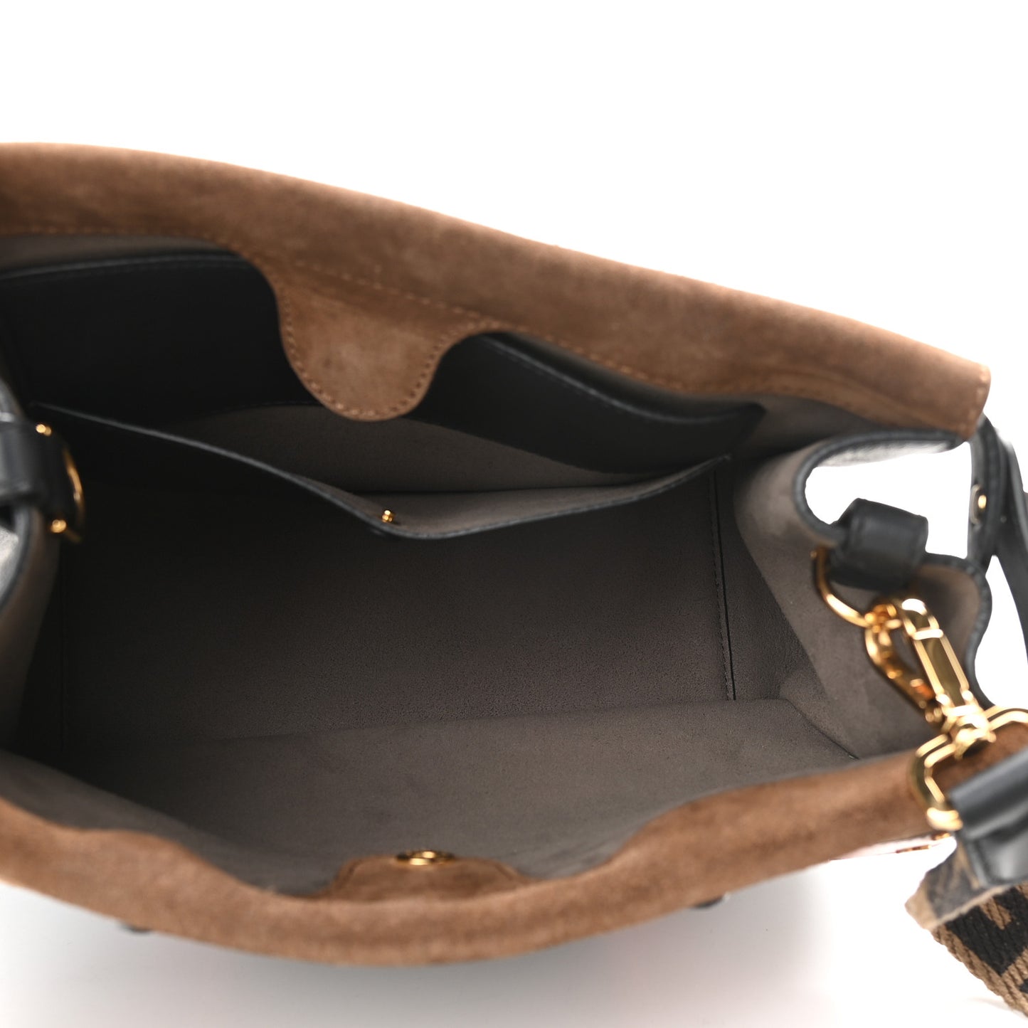 Vitello Grace Suede Small Flip Tote Black Fragola Marrone