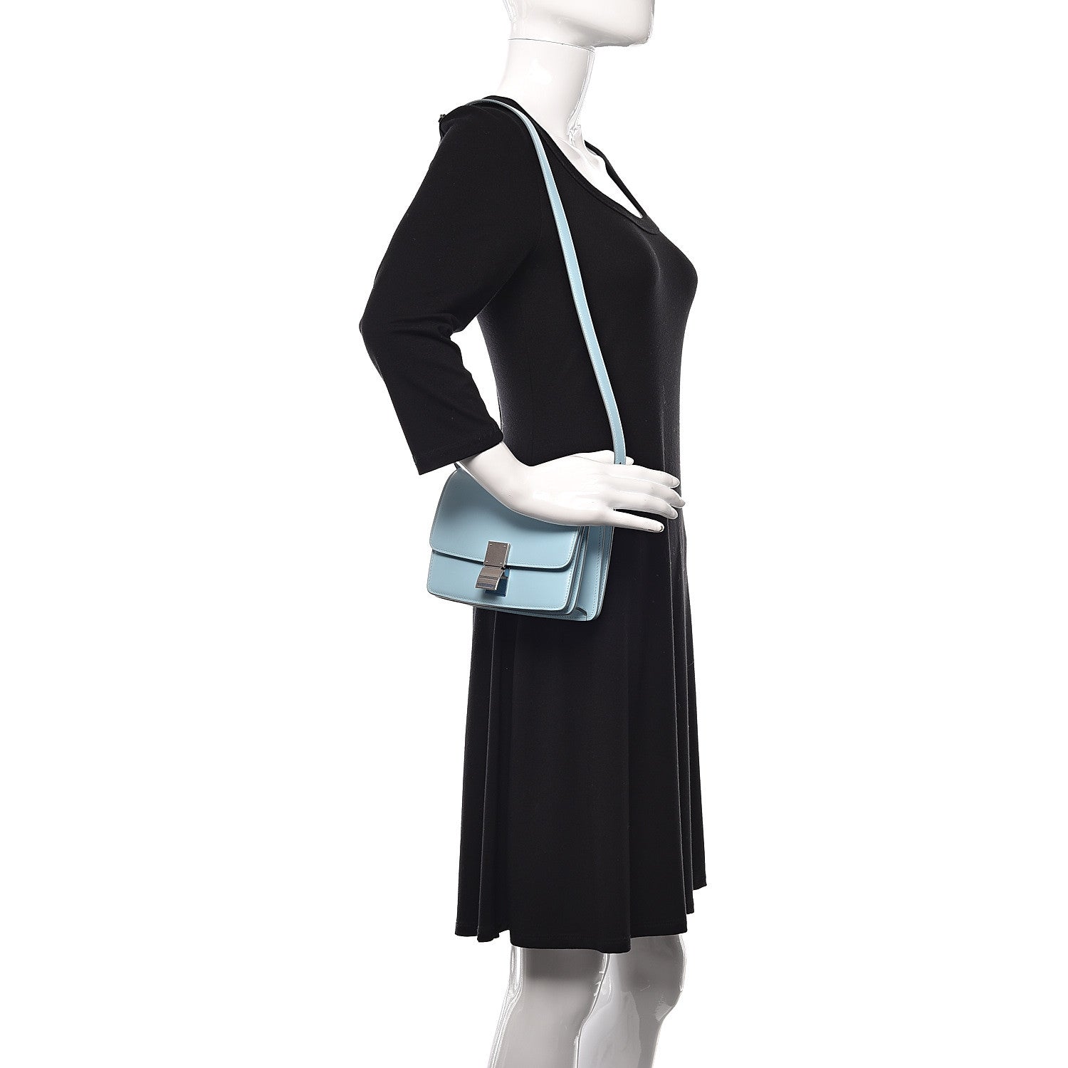 Celine Smooth Calfskin Small Classic Box Flap Bag Azur 2 of 13