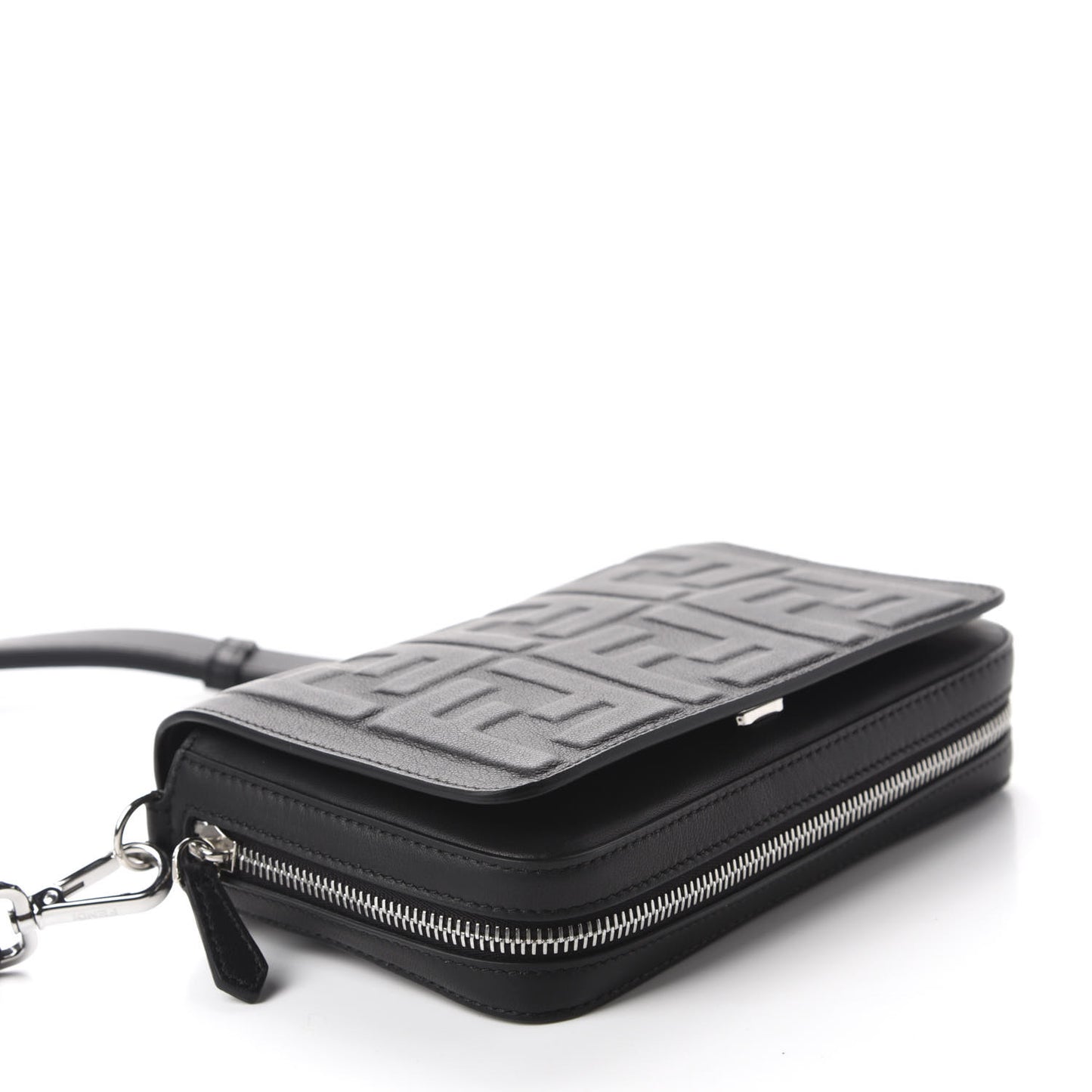 Nappa FF 1974 Embossed Mini Expandable Flap Bag Black