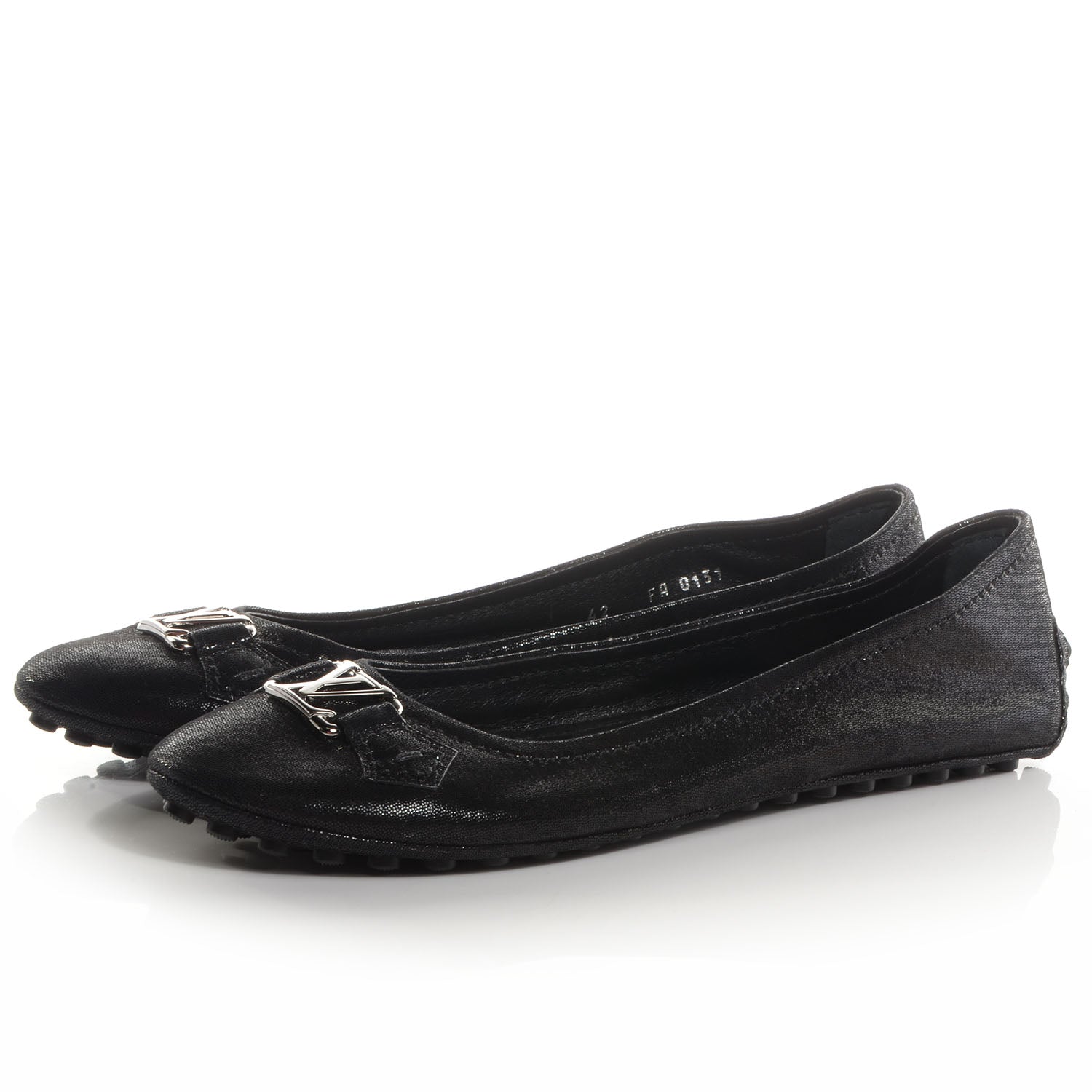 Louis Vuitton Iridescent Suede Oxford Ballerina Flats Black 42 3 of 8