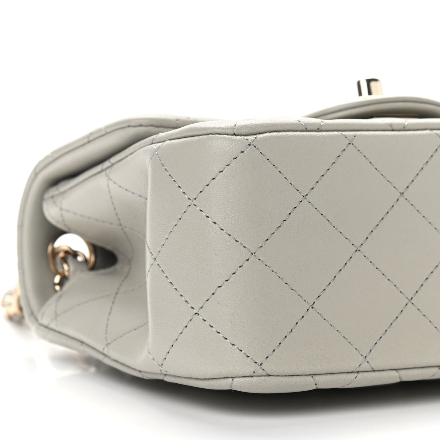 Lambskin Quilted Mini Square Flap Light Grey