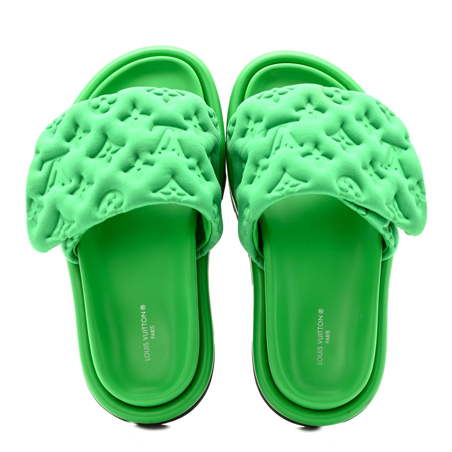 Louis Vuitton Technical Fabric Embossed Monogram Pool Pillow Comfort Mules 35 Green 2 of 12