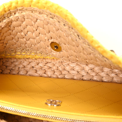 Chanel Raffia Chain Venice Beach Flap Bag Beige Yellow 4 of 10