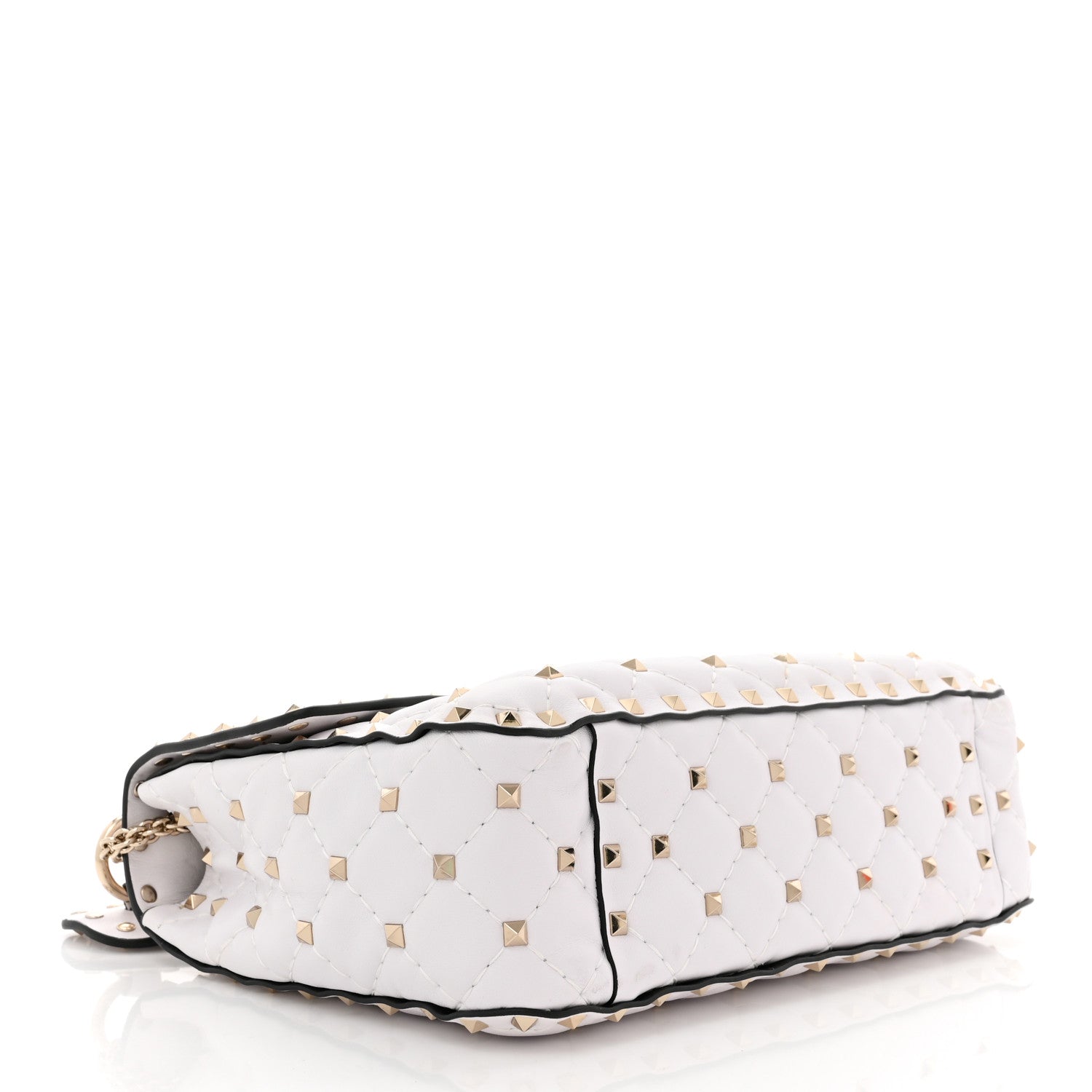 Valentino Garavani Lambskin VLTN Print Medium Rockstud Spike Shoulder Bag Optic White Black 4 of 9