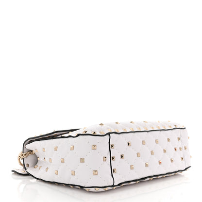 Valentino Garavani Lambskin VLTN Print Medium Rockstud Spike Shoulder Bag Optic White Black 4 of 9