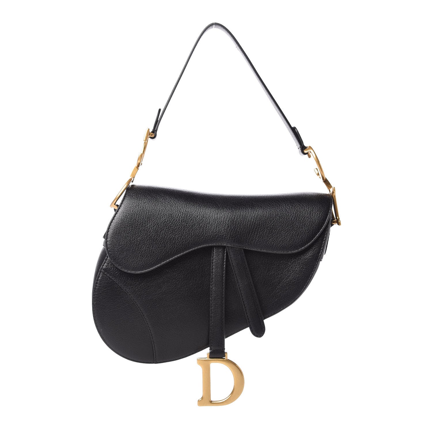 Christian Dior Shiny Goatskin Saddle Bag Black 1 of 11
