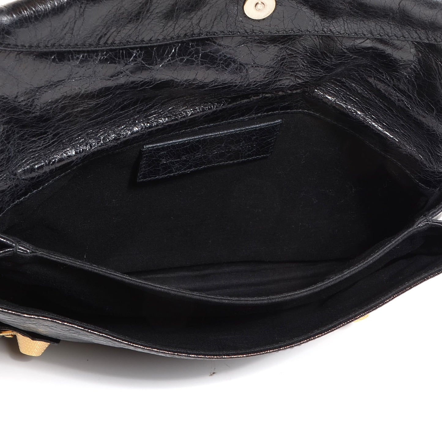 Agneau Giant 21 Gold Hardware Envelope Clutch Black