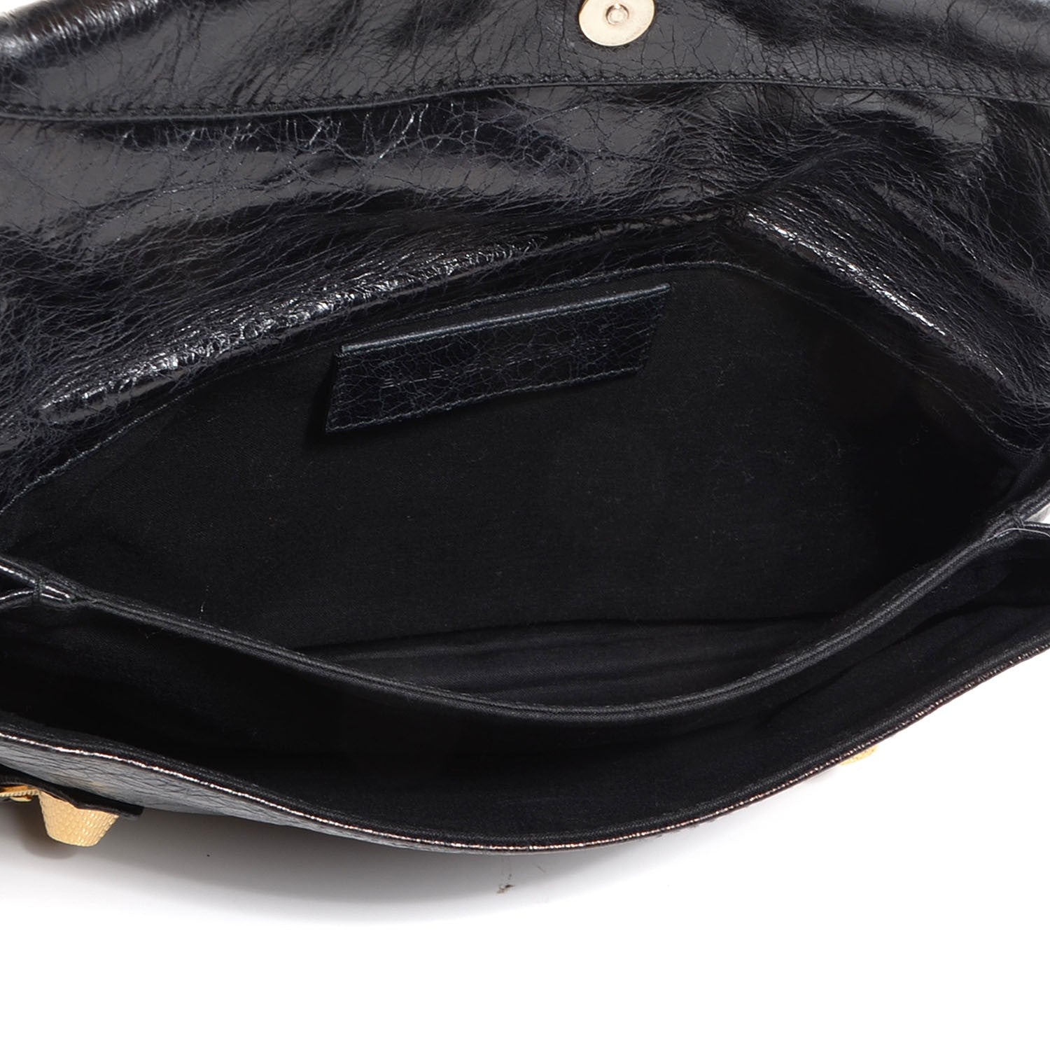 Balenciaga Agneau Giant 21 Gold Hardware Envelope Clutch Black 5 of 10