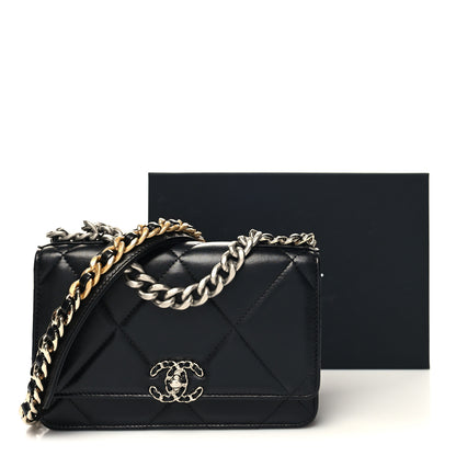 Chanel Lambskin Quilted Chanel 19 Wallet On Chain WOC Black 12 of 12
