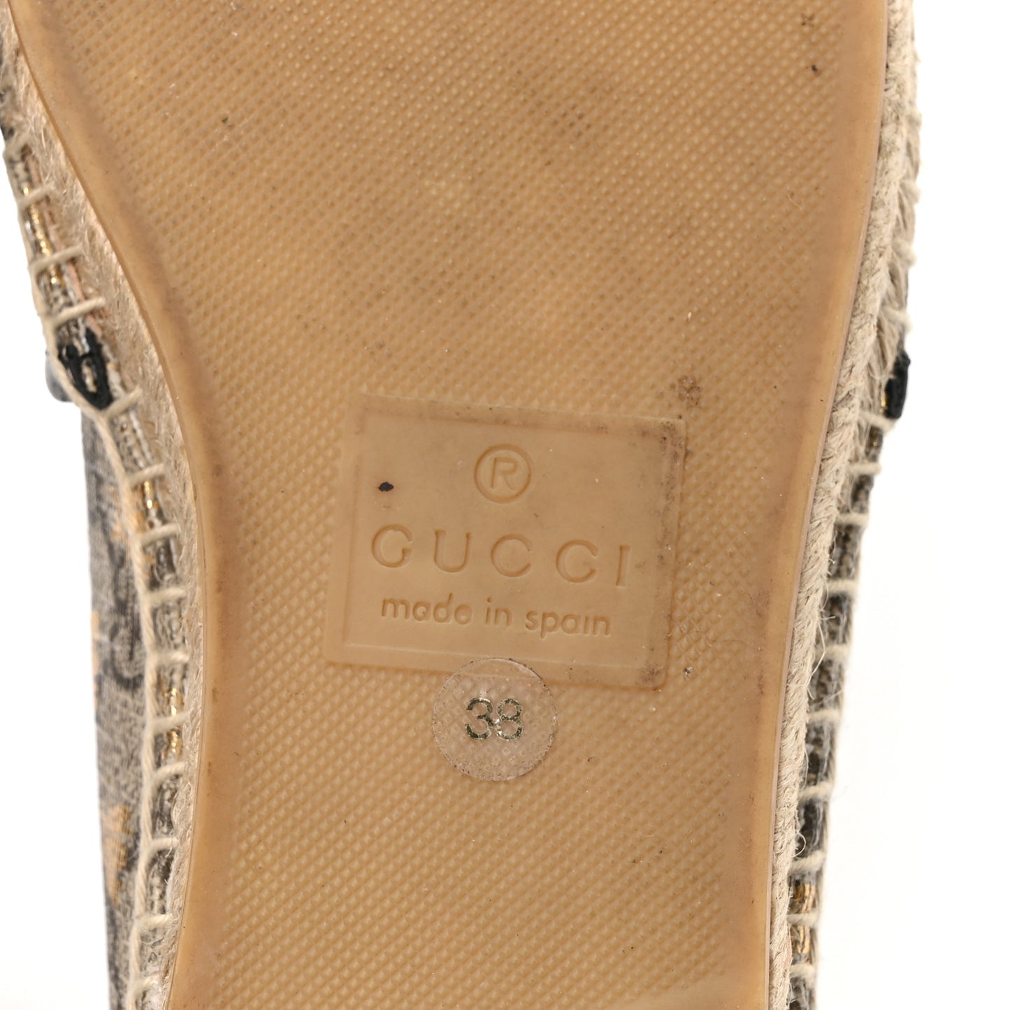 GG Supreme Monogram Bees Espadrille Flats 38 Beige Ebony Oro Black