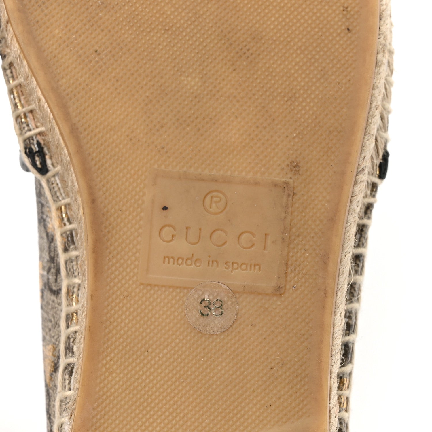 Gucci GG Supreme Monogram Bees Espadrille Flats 38 Beige Ebony Oro Black 7 of 10