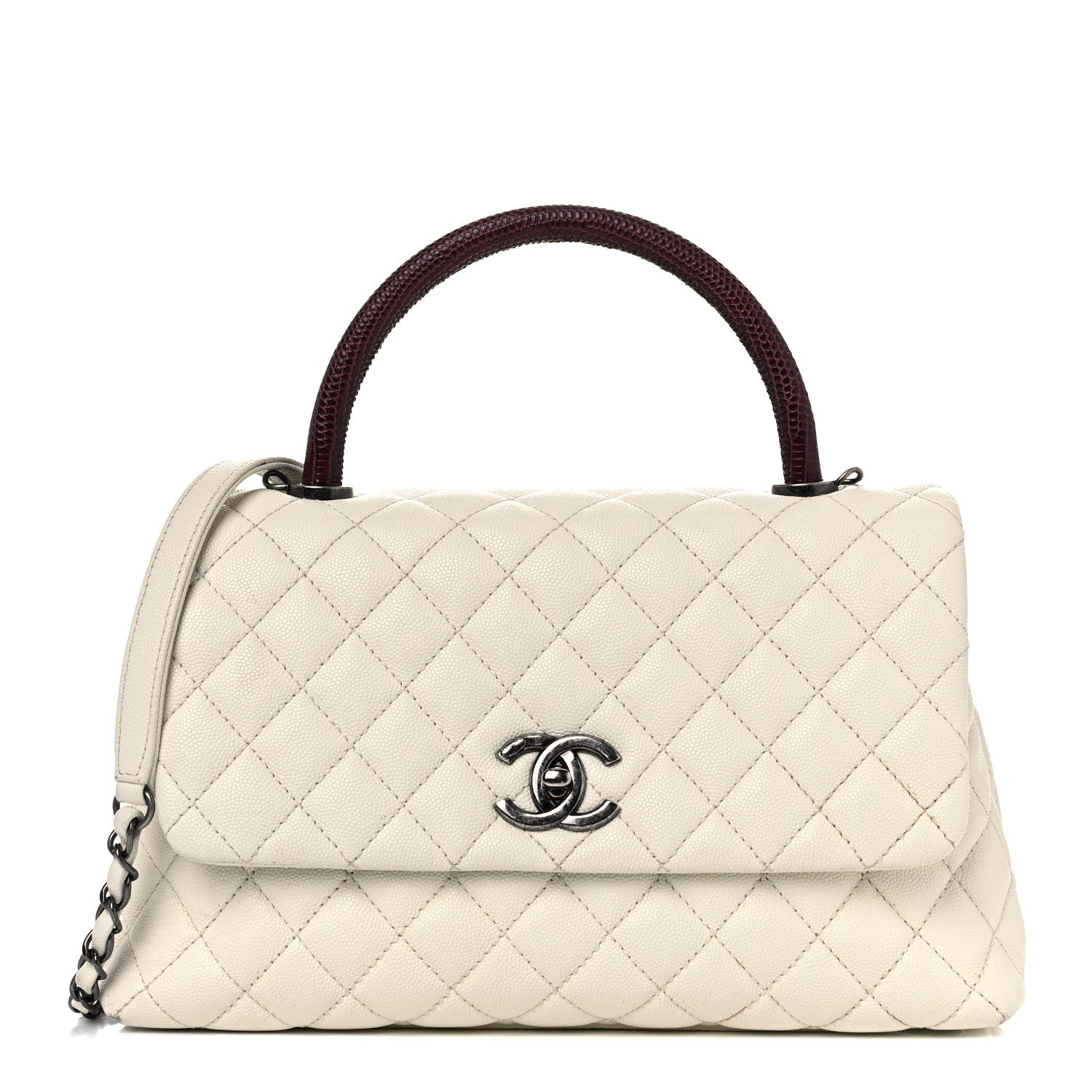 Chanel Caviar Lizard Quilted Small Coco Handle Flap Ivory 1 of 24