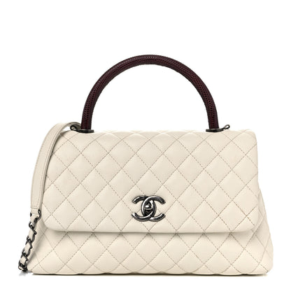 Chanel Caviar Lizard Quilted Small Coco Handle Flap Ivory 1 of 24