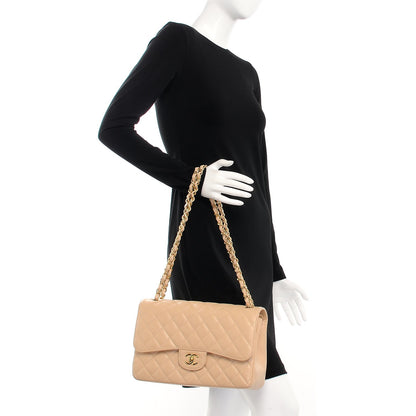 Chanel Caviar Quilted Jumbo Double Flap Beige 2 of 8