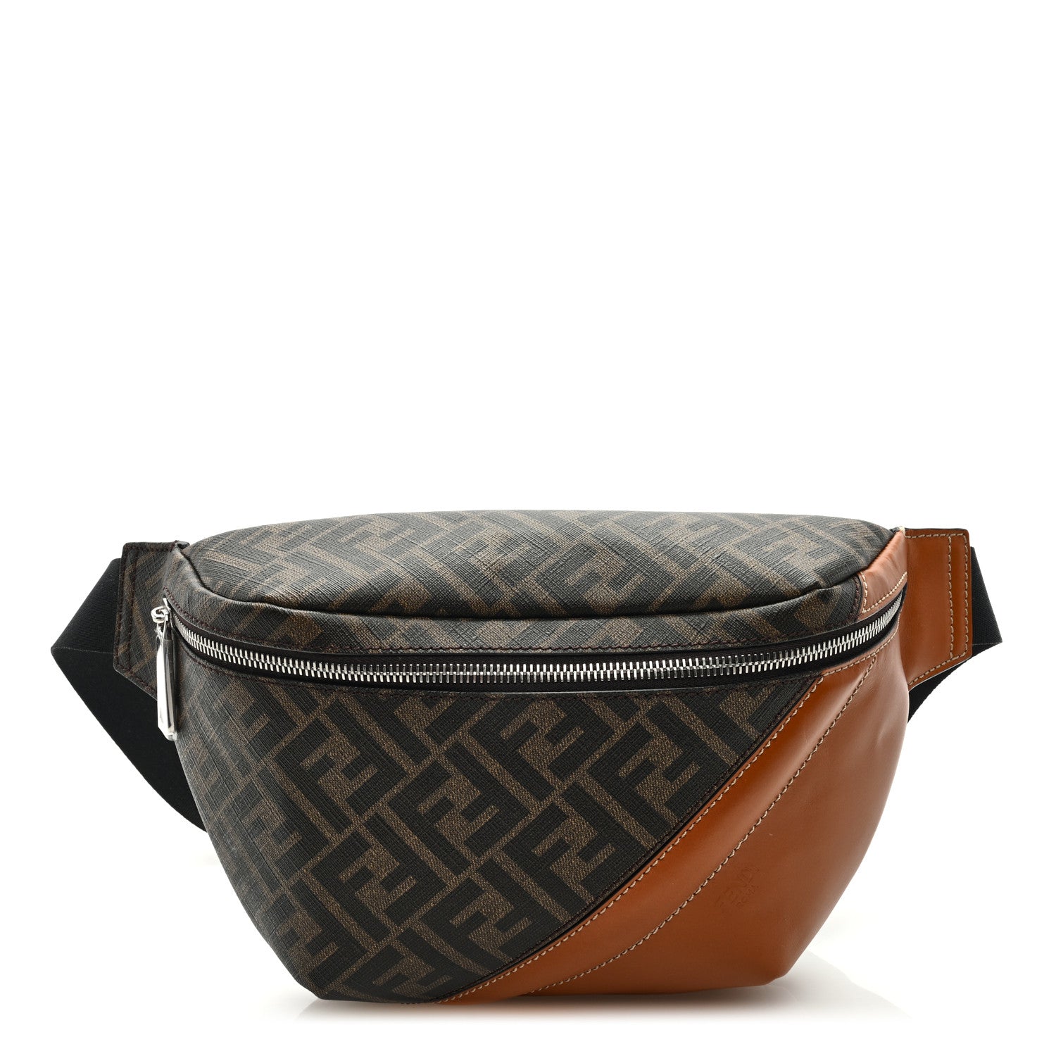 Fendi Glazed Fabric Vitello King FF 1974 Diagonal Belt Bag Tobacco Moro Cuoio 1 of 8