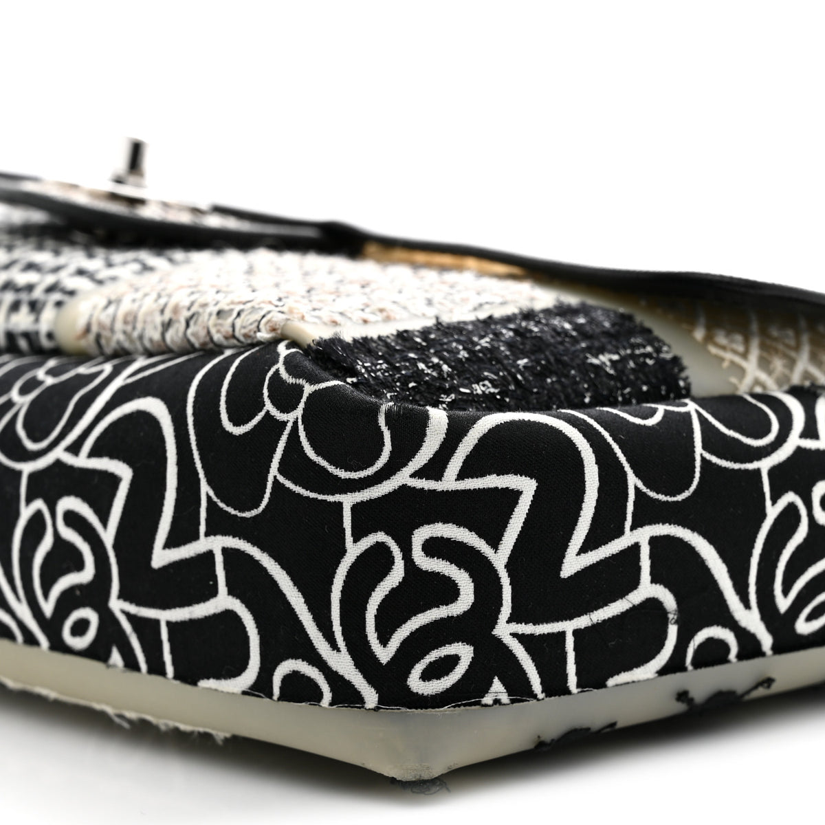 PVC Tweed Patchwork Jumbo Single Flap Black