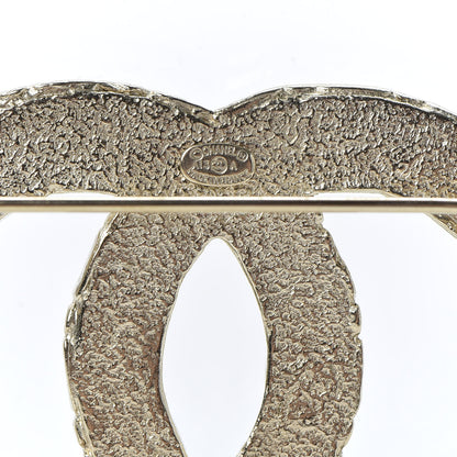 Chanel Crystal CC Brooch Light Gold 3 of 3