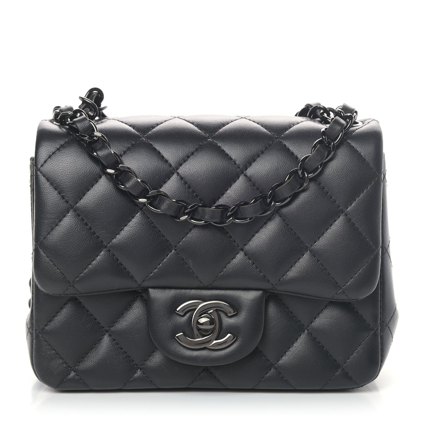 Lambskin Quilted Mini Square Flap So Black