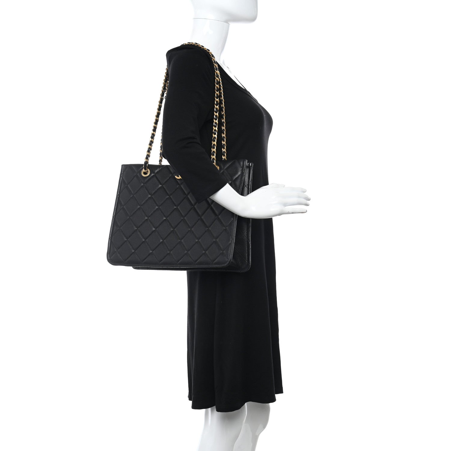 Chanel Caviar Quilted Sweet Classic Shopping Tote Black 2 of 10