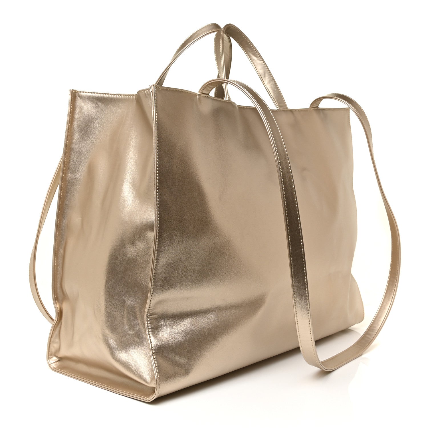 Telfar Metallic Vegan Leather Large Shopping Bag Gold 3 of 22