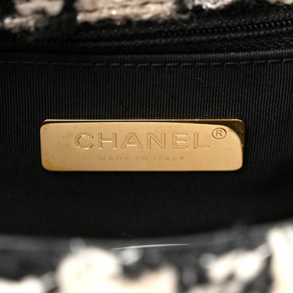 Chanel Tweed Quilted Medium Chanel 19 Flap Black Ecru White 6 of 13