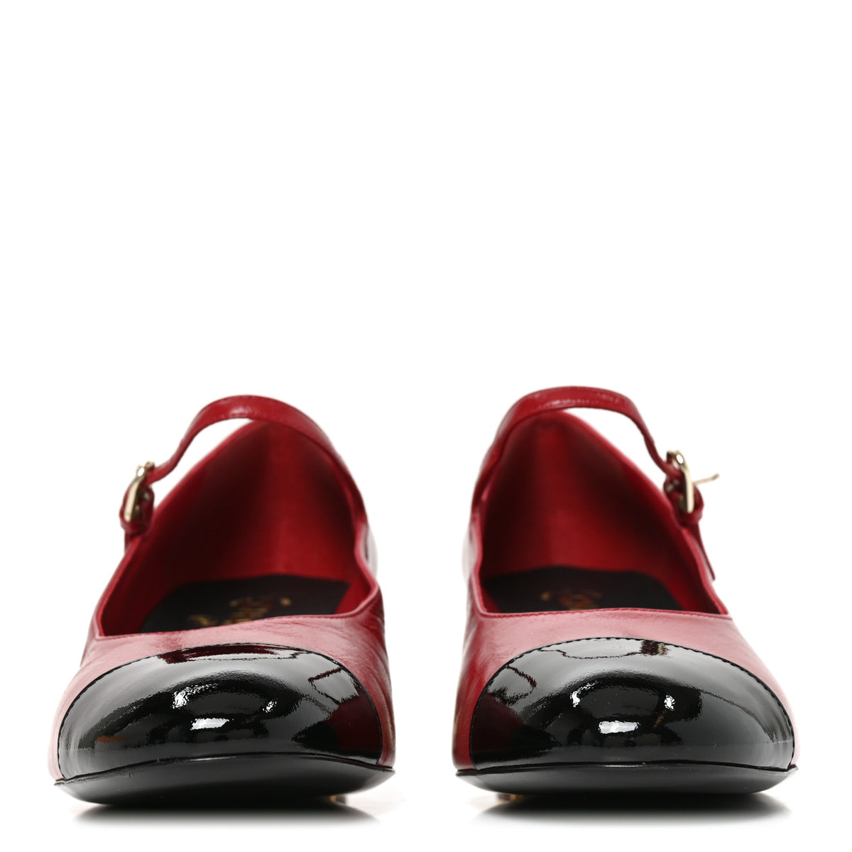 Chanel Shiny Calfskin Patent Cap Toe Mary Jane Pumps 40 Red Black Multicolor 2 of 9