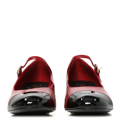 Chanel Shiny Calfskin Patent Cap Toe Mary Jane Pumps 40 Red Black Multicolor 2 of 9