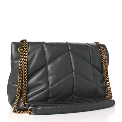 Saint Laurent Calfskin Quilted Small Loulou Puffer Monogram Chain Satchel Storm 3 of 10