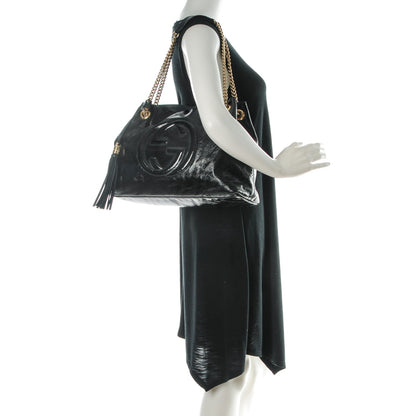 Gucci Patent Medium Soho Chain Shoulder Bag Black 2 of 7