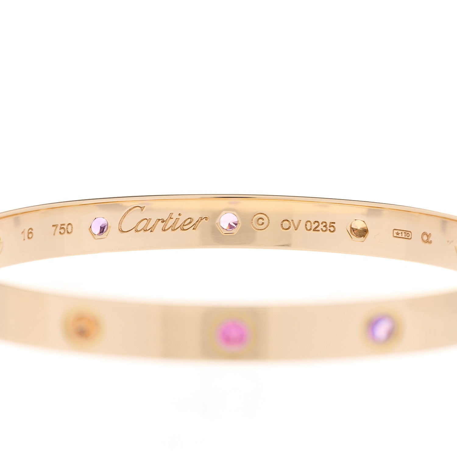 Cartier 18K Pink Gold Sapphire Garnet Amethyst LOVE Bracelet 16 5 of 7
