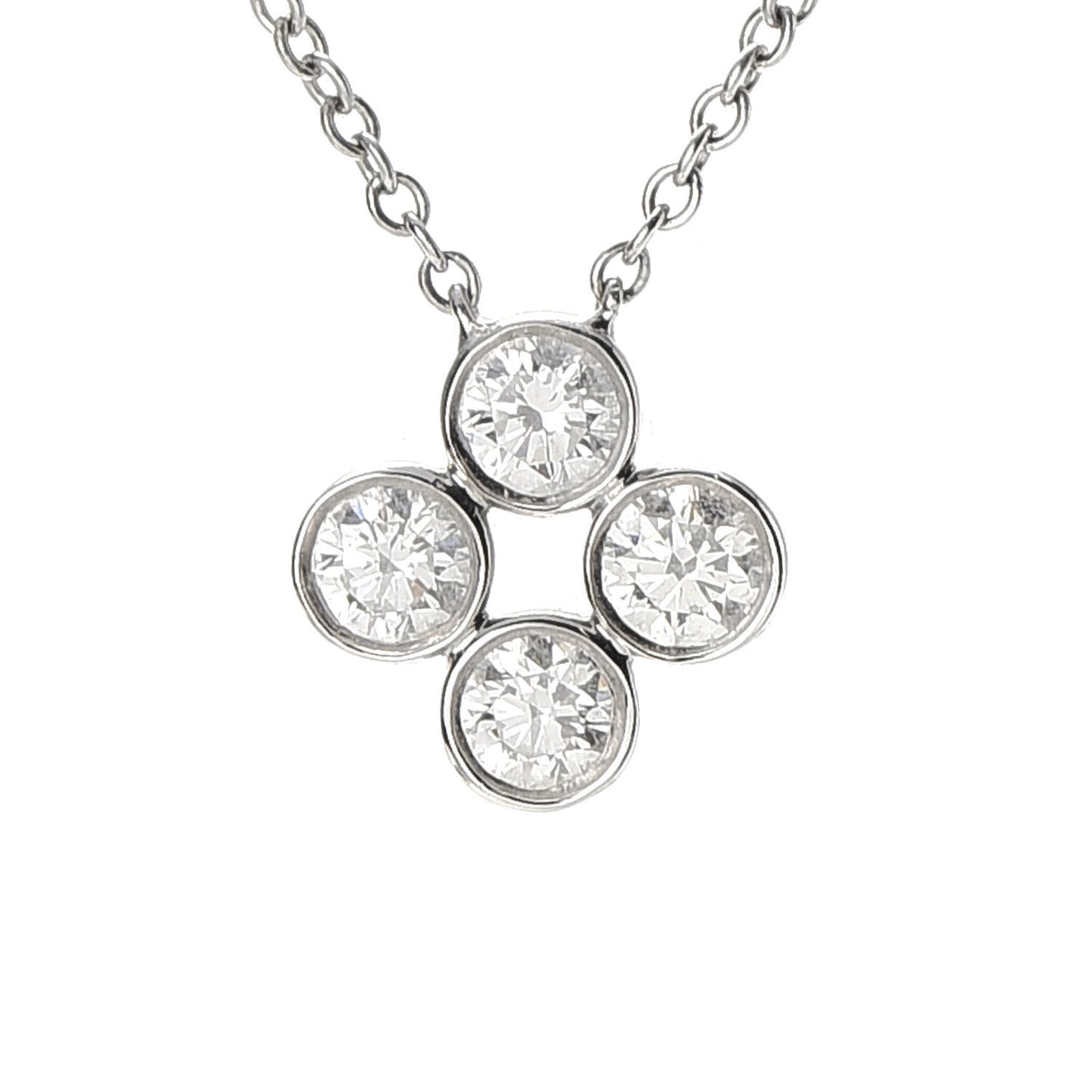 Platinum Diamond Four-Stone Pendant Necklace