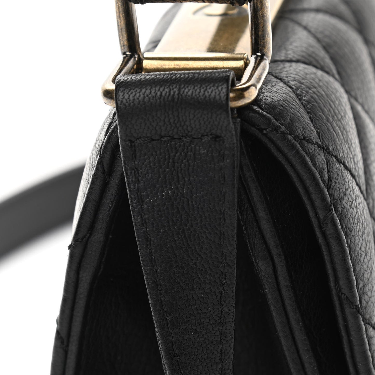 Goatskin Quilted Small Rita Top Handle Flap Black