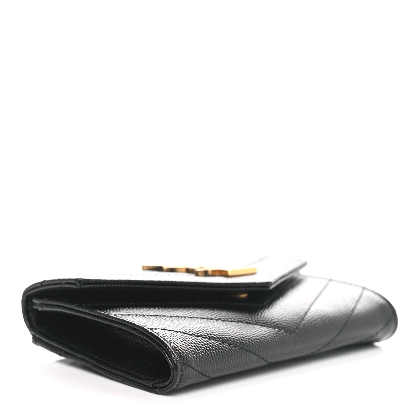 Grain De Poudre Matelasse Chevron Small Monogram Envelope Wallet Black