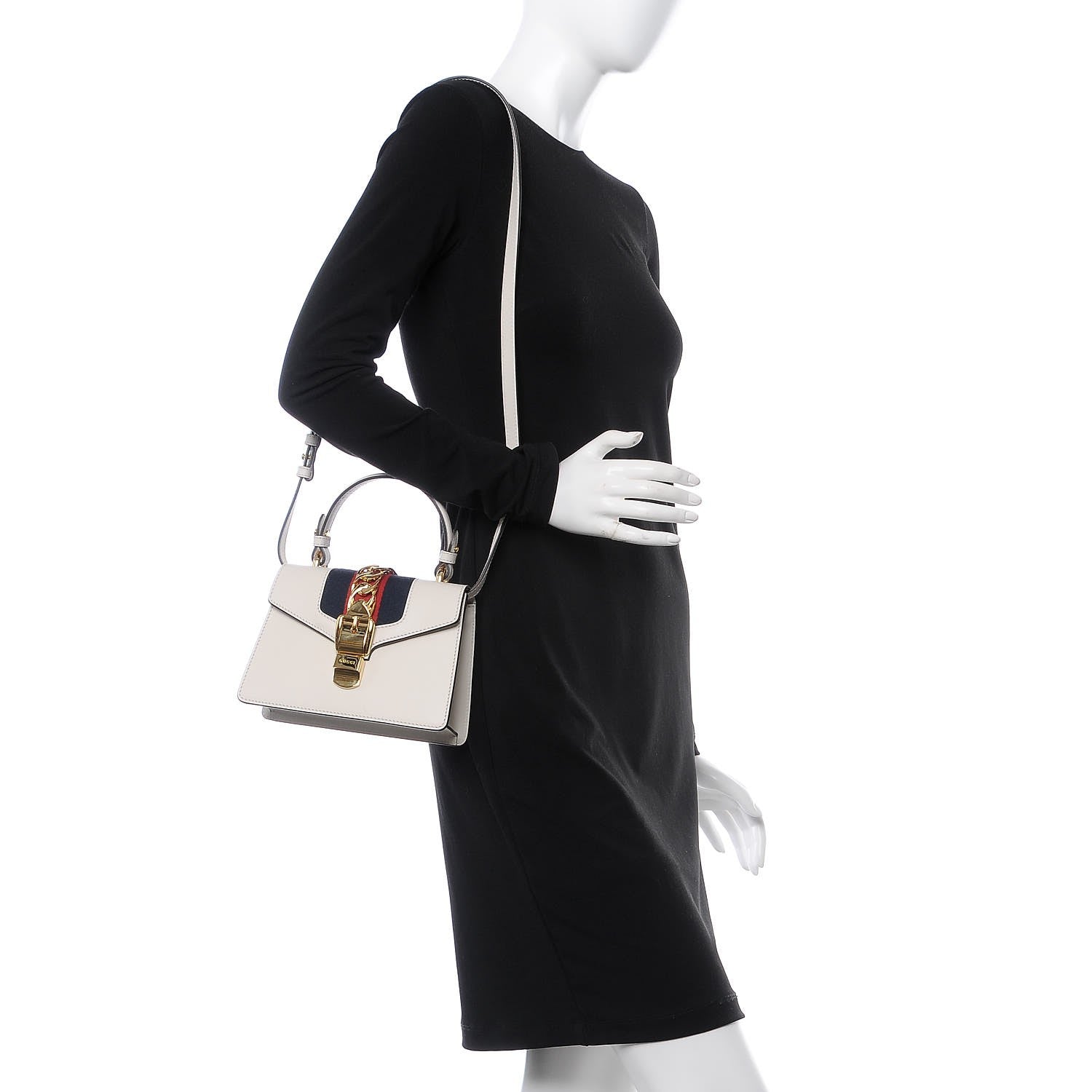 Gucci Calfskin Mini Sylvie Top Handle Bag White 2 of 10