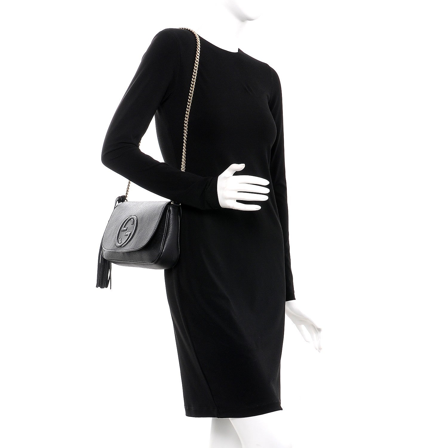 Gucci Pebbled Calfskin Medium Soho Flap Crossbody Black 2 of 7