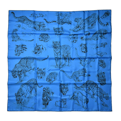 Hermes Silk Dans l'atelier de Robert Dallet Scarf 90 Bleu Vif Anthracite Gris 1 of 4