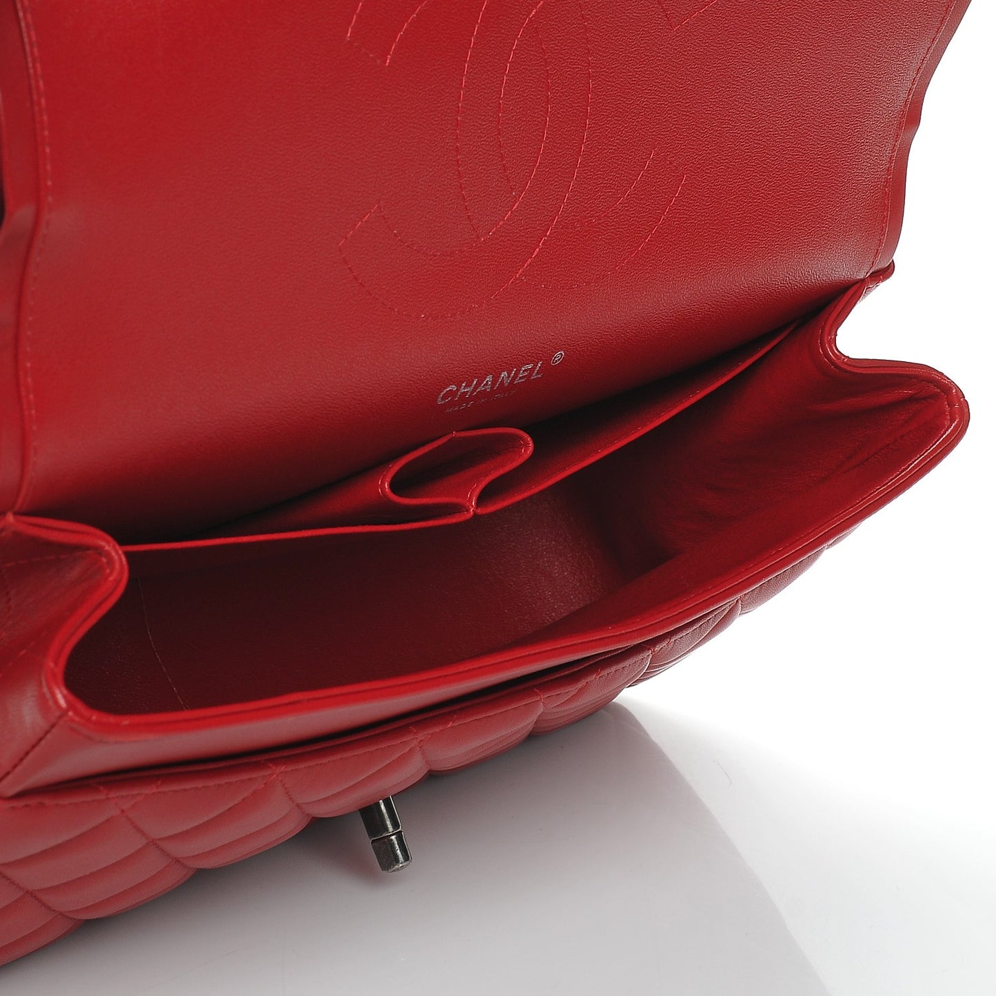 Lambskin Quilted Jumbo Double Flap Red