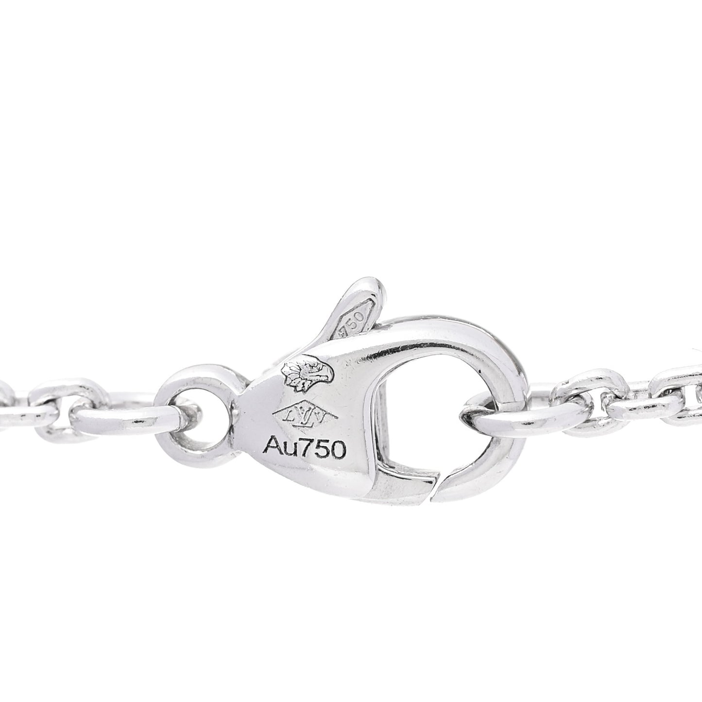 18K White Gold Diamond LV Medium Pendant Necklace