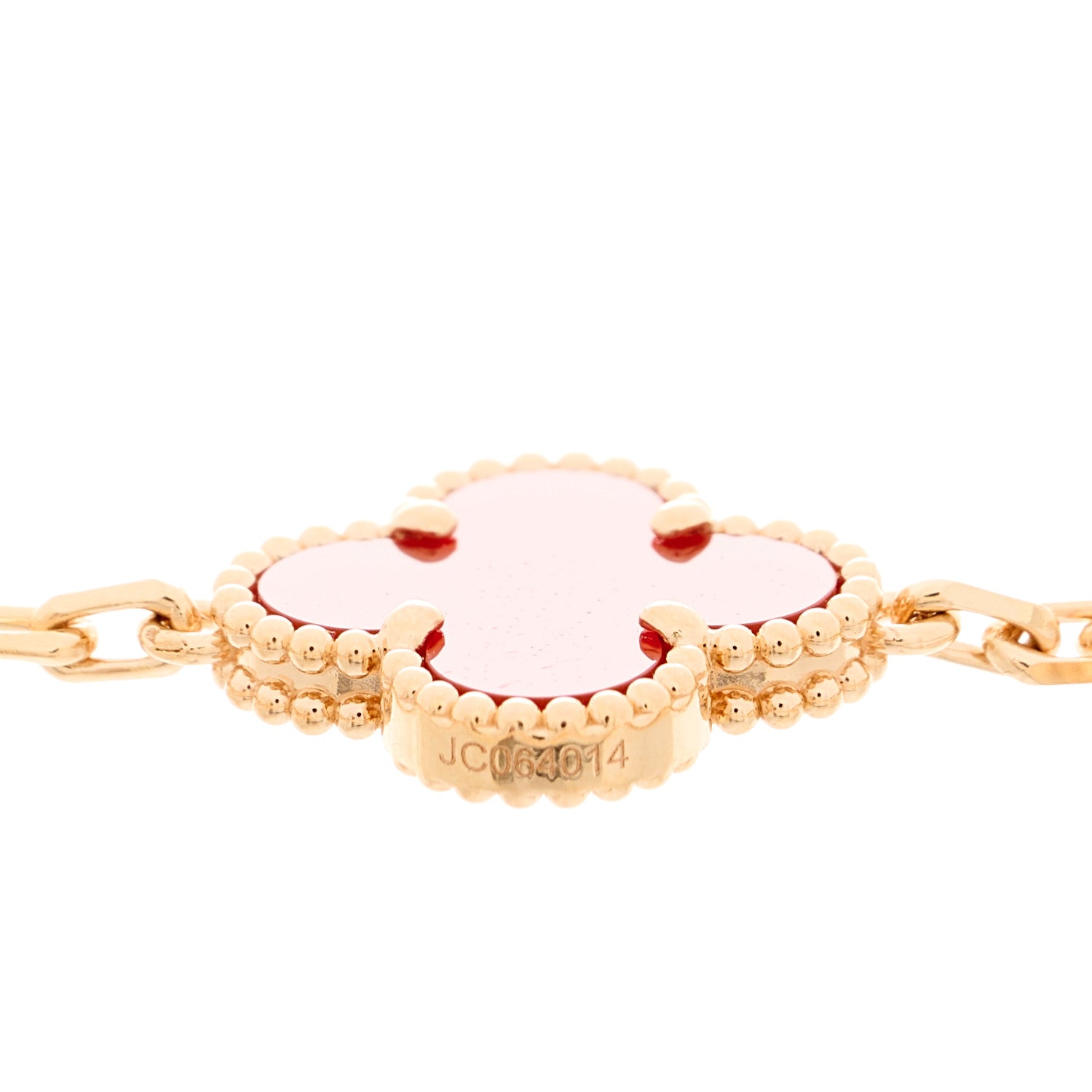 Van Cleef & Arpels 18K Rose Gold Carnelian 5 Motifs Guilloche Vintage Alhambra Bracelet 3 of 5