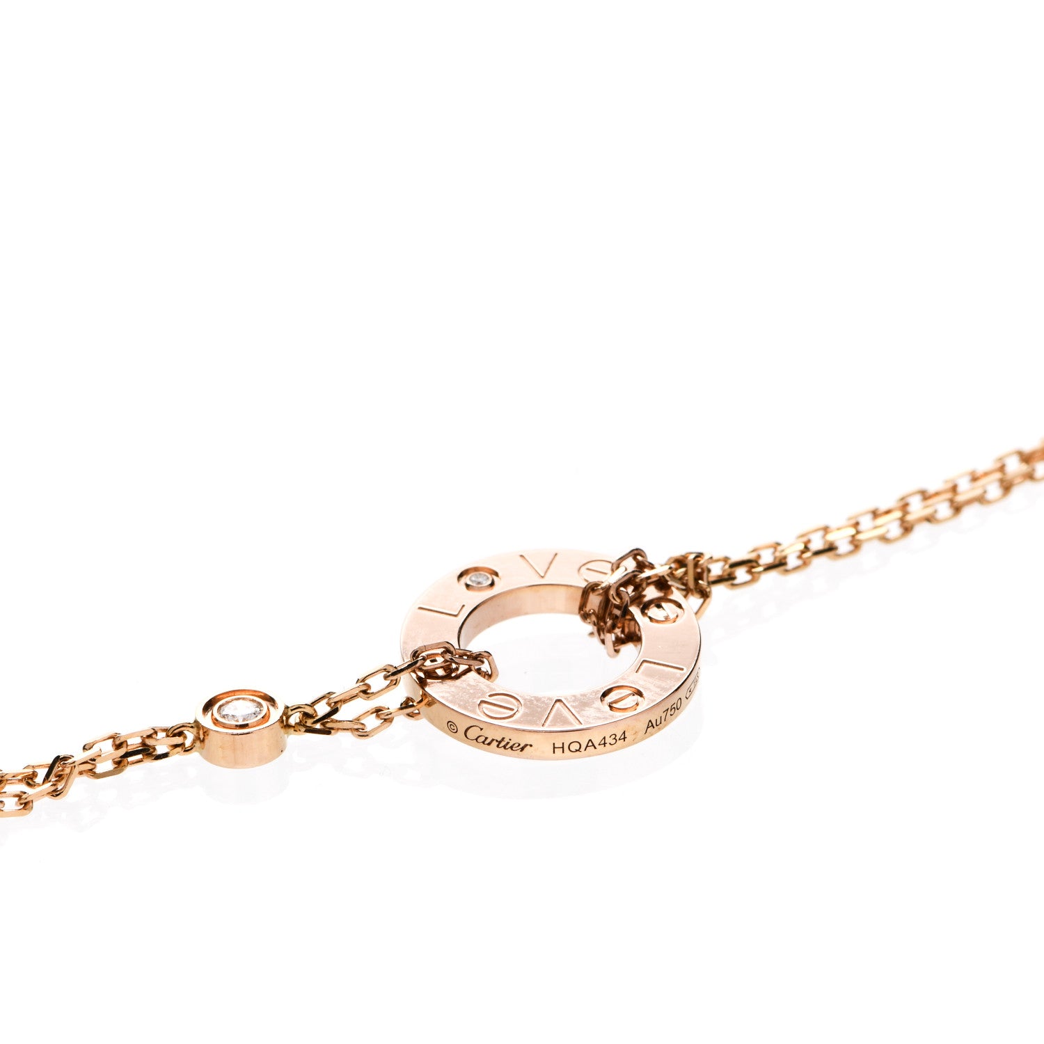 Cartier 18K Pink Gold 2 Diamond LOVE Necklace 4 of 8