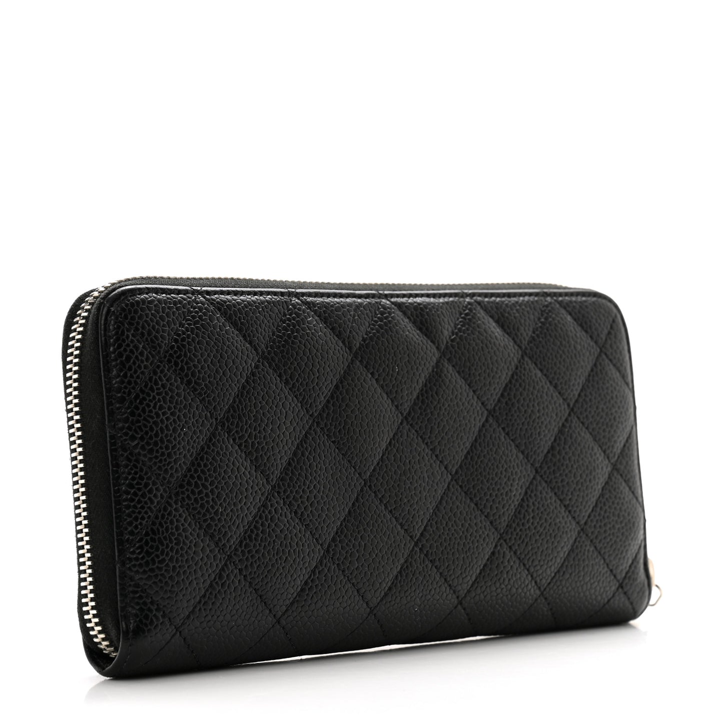 Caviar Quilted Large Gusset Zip Around Wallet Black